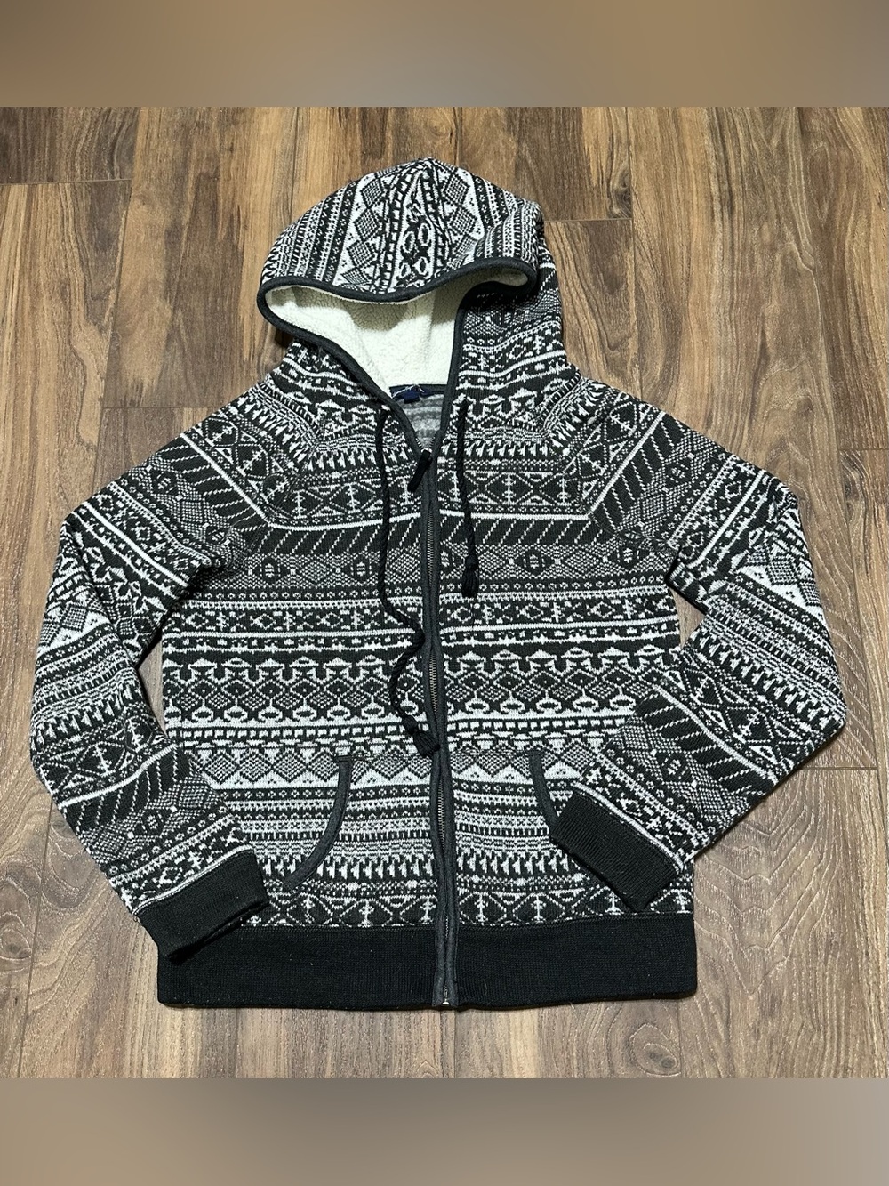 American Eagle Full Zip Sweater Hoodie L Women’s Black White